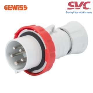 Phích cắm công nghiệp dạng thẳng 32A 380-415V GEWISS GW60040FH - STRAIGHT PLUG HP - IP66/IP67/IP68/IP69 - 2P+E 32A 380-415V 50/60HZ - RED - 9H - FAST WIRING