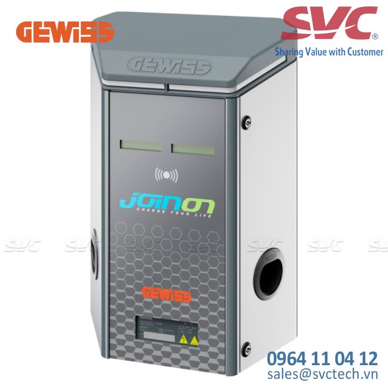 Trạm sạc xe ô tô điện gắn tường 11 KW GEWISS GWJ2102L - JOINON - SURFACE-MOUNTING CHARHING STATION CLOUD - KIT ETHERNET - 11 KW-11 KW - ENERGY METER - IP55