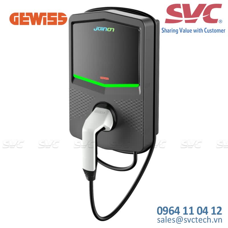 Bộ sạc ô tô điện treo tường kèm dây sạc có Bluetooth 4,6 KW GEWISS GWJ3111A - I-CON WALL BOX - WALL-MOUNTING CHARGING STATION - AUTOSTART DLM + BLUETOOTH - TYPE 2 MOBILE WITH CABLE - 4,6 KW - IP55