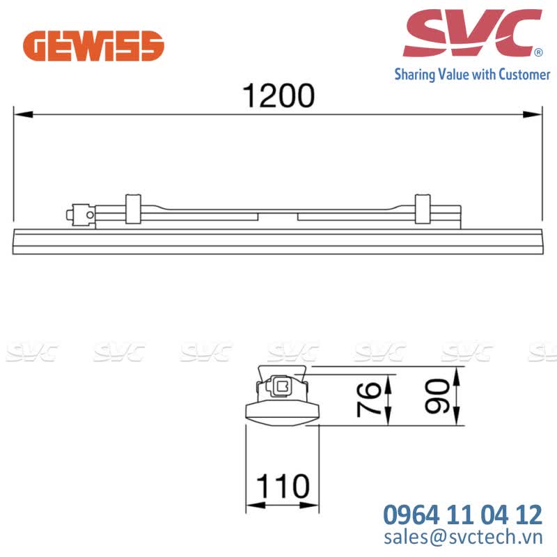 Đèn LED công nghiệp nhà xưởng kín nước GEWISS GWS3220AT930 - SMART[3] PLUS - 1200 - TRANSPARENT DIFFUSER - ON / OFF - STAND ALONE - 3000K CRI>90