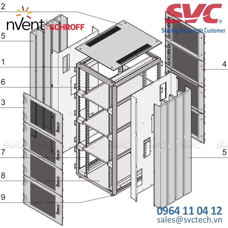 Tủ điện bằng thép (Steel Cabinets) Varistar Colocation Cabinet, RAL 7021, 3 Compartments, 47 U, 2200H, 600W, 1200D - 10130-221