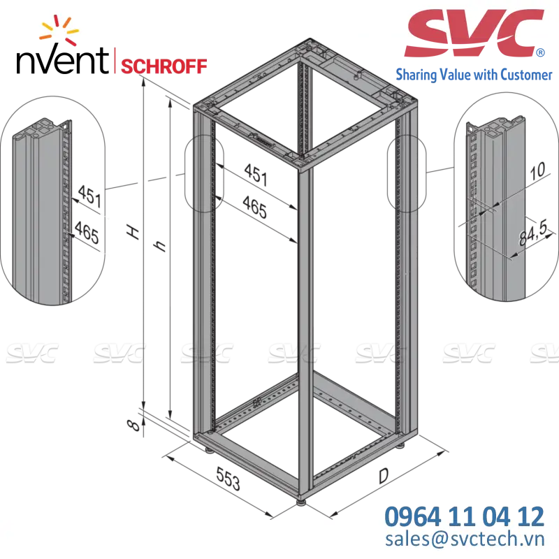 Tủ điện bằng nhôm (Aluminum Cabinets) Novastar Cabinet Without Door and Rear Panel, Heavy-Duty, RAL 7021, 2145H 553W 600D - 15230-017