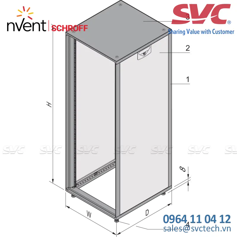 Tủ điện bằng nhôm (Aluminum Cabinets) Novastar Cabinet Without Door and Rear Panel, Heavy-Duty, RAL 7021, 2145H 553W 600D - 15230-017