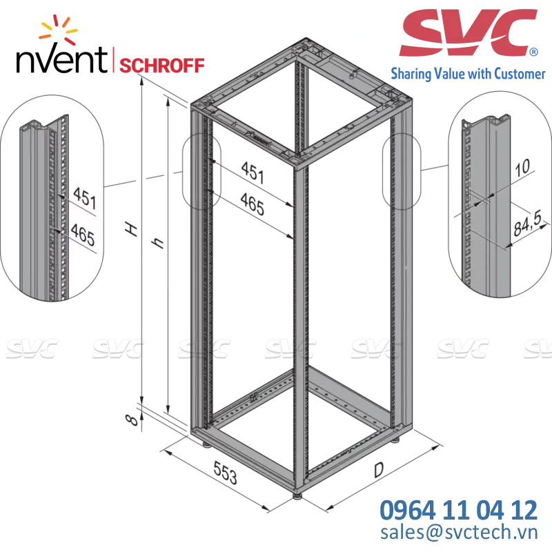 Tủ điện bằng nhôm (Aluminum Cabinets) Novastar Cabinet Without Door and Rear Panel, Slim-line, RAL 7021/7035, 767H 553W 500D - 16230-004