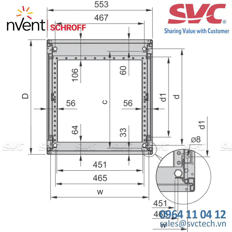 Tủ điện bằng nhôm (Aluminum Cabinets) Novastar Cabinet Without Door and Rear Panel, Slim-line, RAL 7021, 1167H 553W 600D - 15230-009