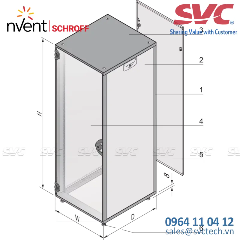 Tủ điện bằng nhôm (Aluminum Cabinets) Novastar Cabinet With Safety Glass Door and Rear Panel, Heavy-Duty, RAL 7021, 1967H 553W 600D - 15230-024