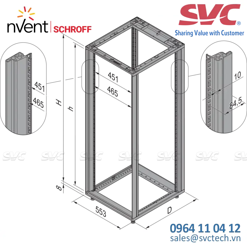 Tủ điện bằng nhôm (Aluminum Cabinets) Novastar Cabinet With Safety Glass Door and Rear Panel, Heavy-Duty, RAL 7021, 1967H 553W 600D - 15230-024