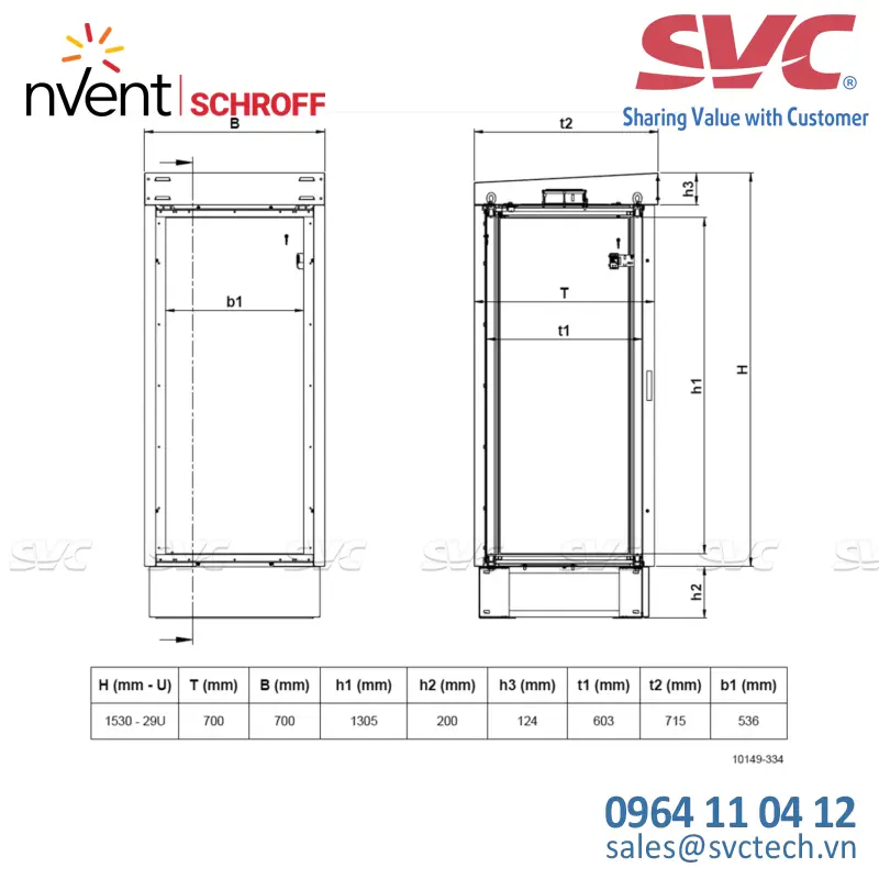 Vỏ tủ điện 2 lớp (Double Wall Cabinets) Outdoor Modular VENT Cabinet With Single Door, Fan, 1530H 29 U, 700W 730D - 10149-334