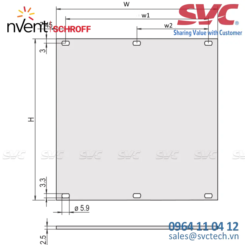 Mặt trước (Front Panels) Front Panel, Unshielded, 3 U, 21 HP, 25 mm, Al, Front Anodized, Rear Conductive - 30838-060