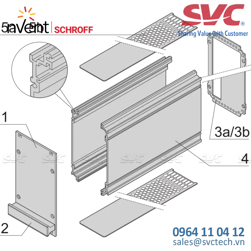 Khay module (Cassettes) Frame Type Plug-In Unit PRO Kit, Perforated Covers, 1 Connector, 3 U, 12 HP, 167 mm - 24812-212