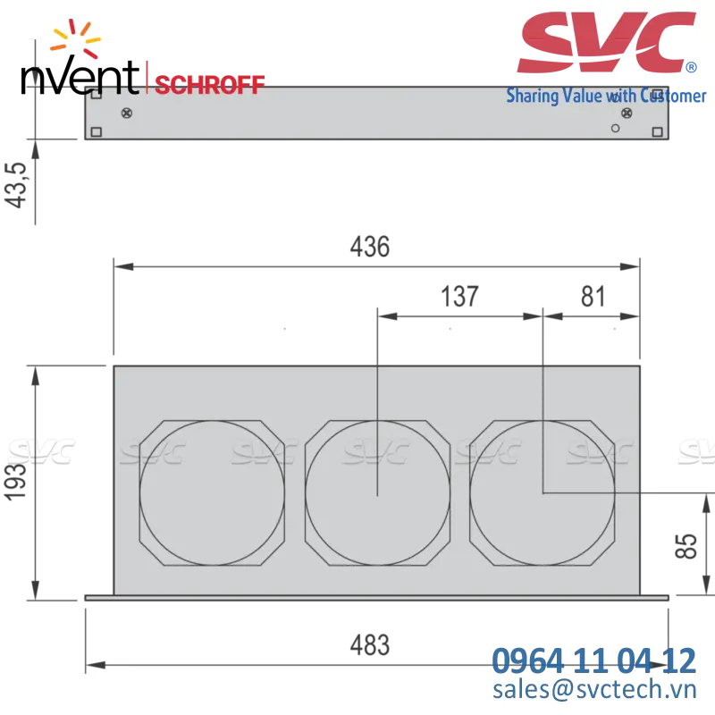 Khay quạt 19'' Fan Unit, 1 U, Speed Control and Monitoring, 3 Fans, 24 VDC - 10713-099