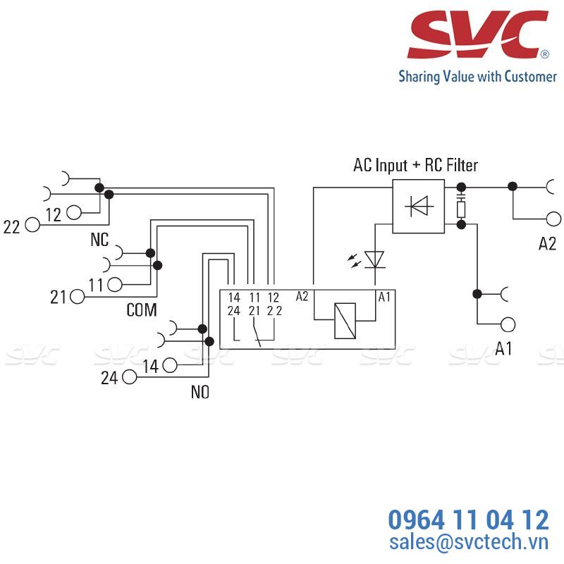 PLC Relay (Rơ le mỏng) kết nối vặn vít - TRS 120VAC RC 2CO AU