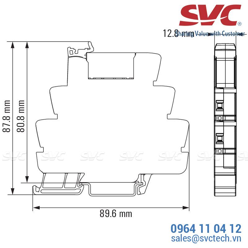 PLC Relay (Rơ le mỏng) kết nối vặn vít - TRS 12VDC 1CO 16A