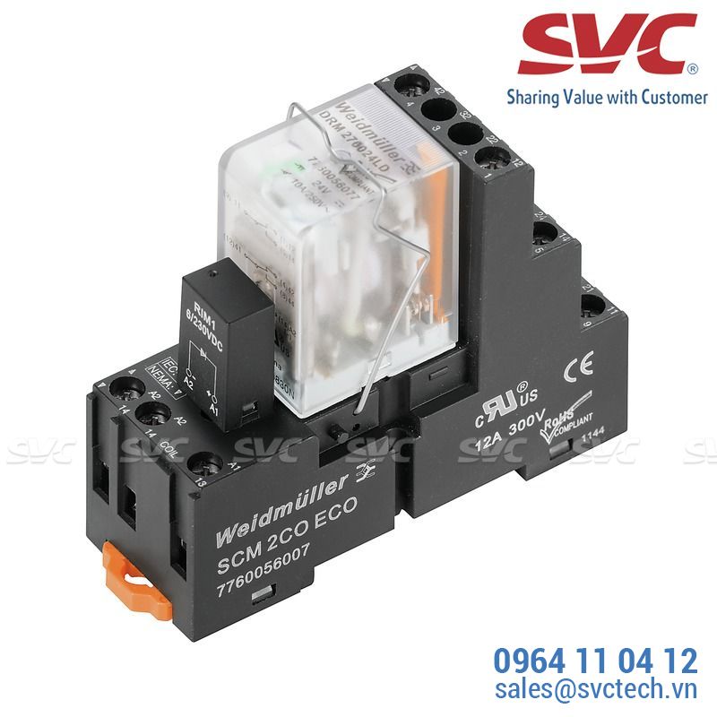 Relay (Rơ le) 8 chân 2CO D-Series trọn bộ kết nối vặn vít - DRMKIT 230VAC 2CO LD