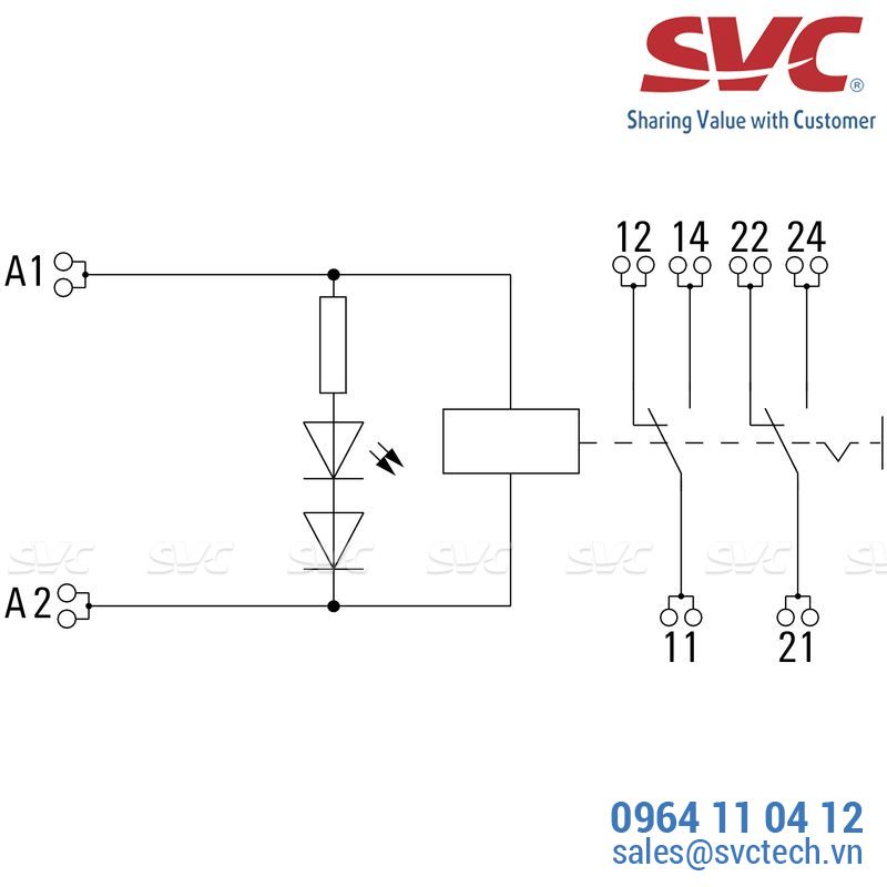 Relay (Rơ le) 8 chân 2CO trọn bộ kết nối dạng cắm - RCIKITP230VAC 2CO LD/PB